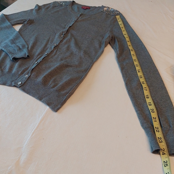 Merona Sequined Grey Button Front Cardigan Sweater Y2K Going Out Layering Size S - Picture 6 of 10